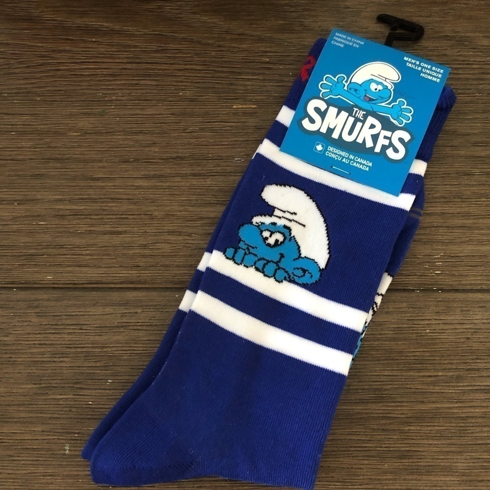 The Smurfs blue stripe crew socks man’s one size